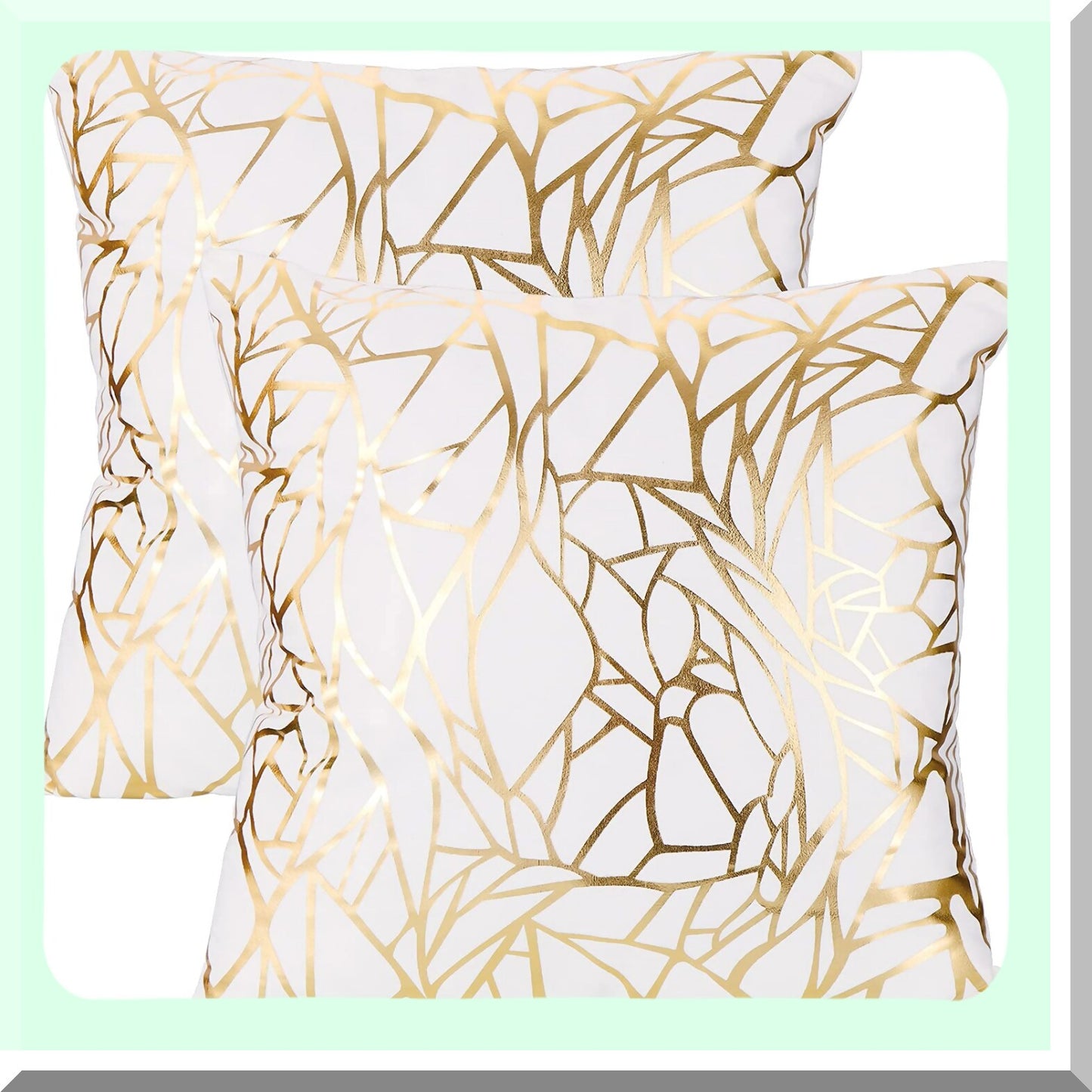 Gold Love Tree Geometric Square Pillow Covers - Set of 2 | Super Soft Cushion Cover for Sofa Couch Patio | Irregular Design 18 x 18 (45cm x 45cm)