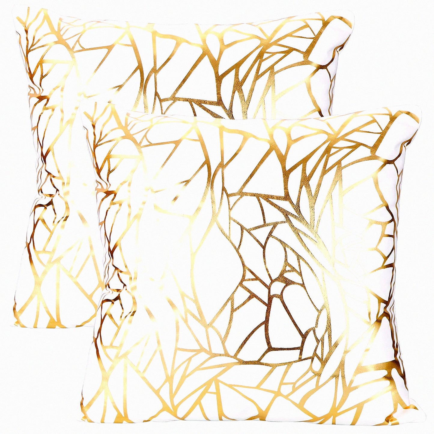 Gold Love Tree Geometric Square Pillow Covers - Set of 2 | Super Soft Cushion Cover for Sofa Couch Patio | Irregular Design 18 x 18 (45cm x 45cm)