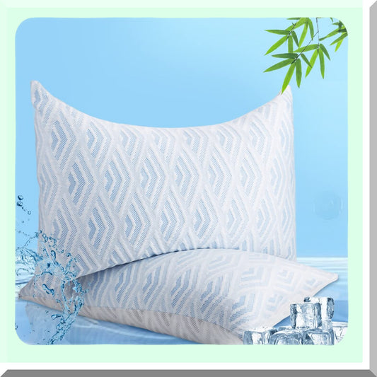 CoolDream Memory Foam Queen Size Pillow Set - 2 Pack, Side Sleeper Neck & Shoulder Pain Relief Pillows, Adjustable Cooling Sleep Pillow with Washable Cover