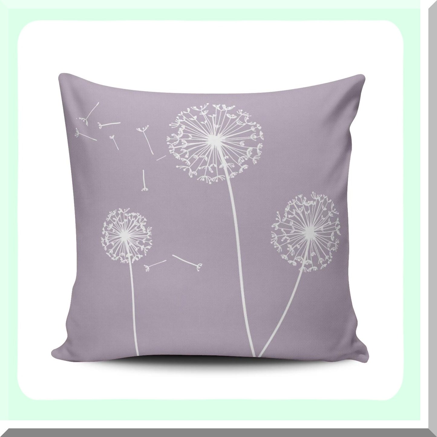 Lavender Dandelion Decorative Pillow Cover - 20x20 Inch Square Outdoor Cushion - Elegant Double Sided Print - Lilac Mauve Design