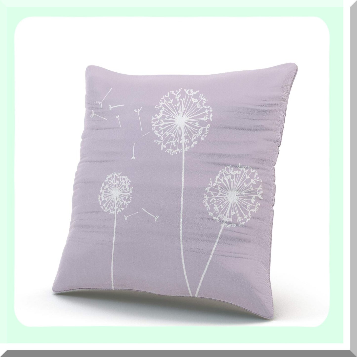 Lavender Dandelion Decorative Pillow Cover - 20x20 Inch Square Outdoor Cushion - Elegant Double Sided Print - Lilac Mauve Design