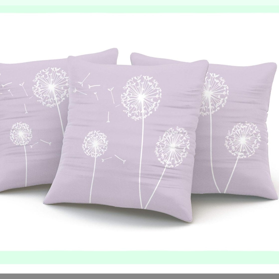 Lavender Dandelion Decorative Pillow Cover - 20x20 Inch Square Outdoor Cushion - Elegant Double Sided Print - Lilac Mauve Design