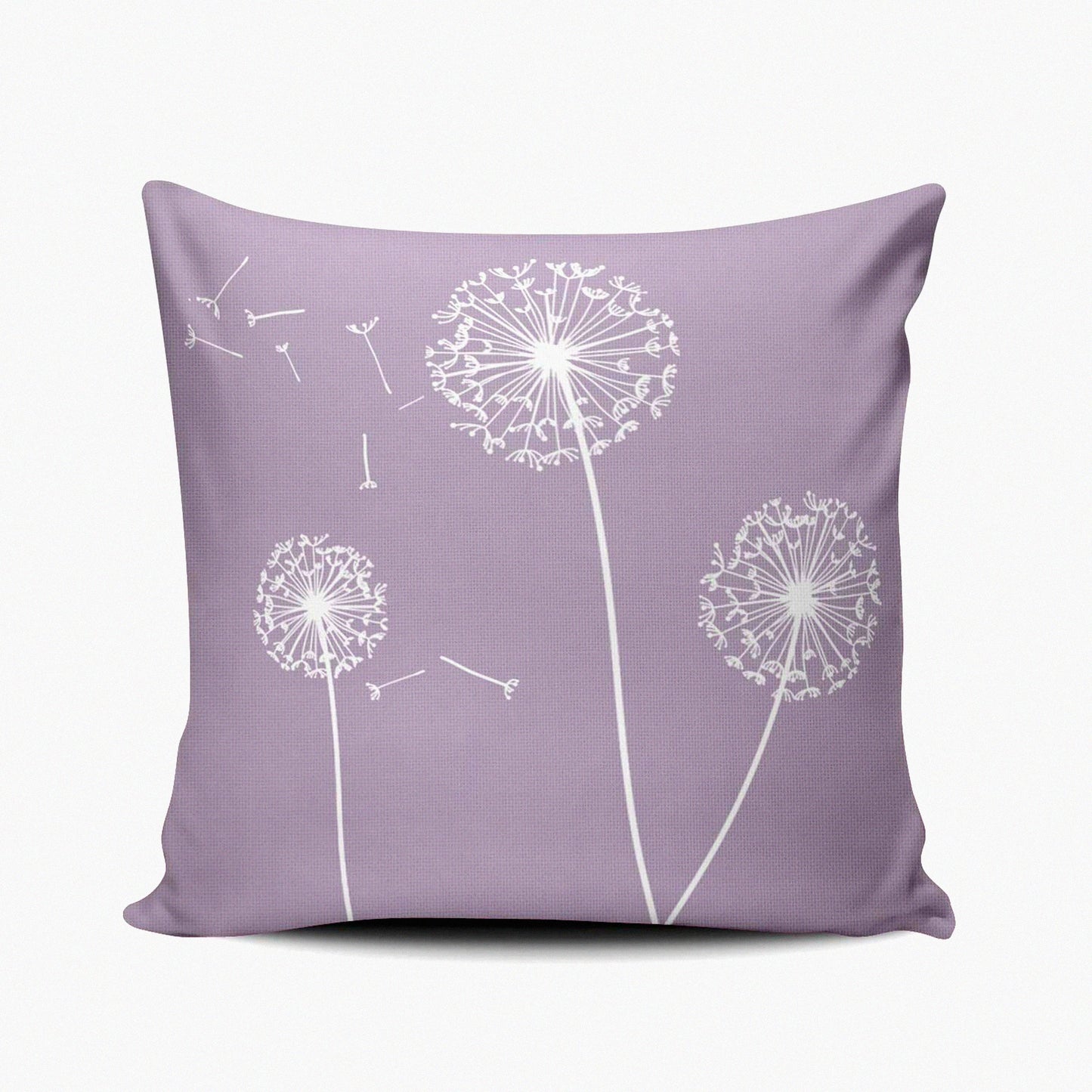 Lavender Dandelion Decorative Pillow Cover - 20x20 Inch Square Outdoor Cushion - Elegant Double Sided Print - Lilac Mauve Design
