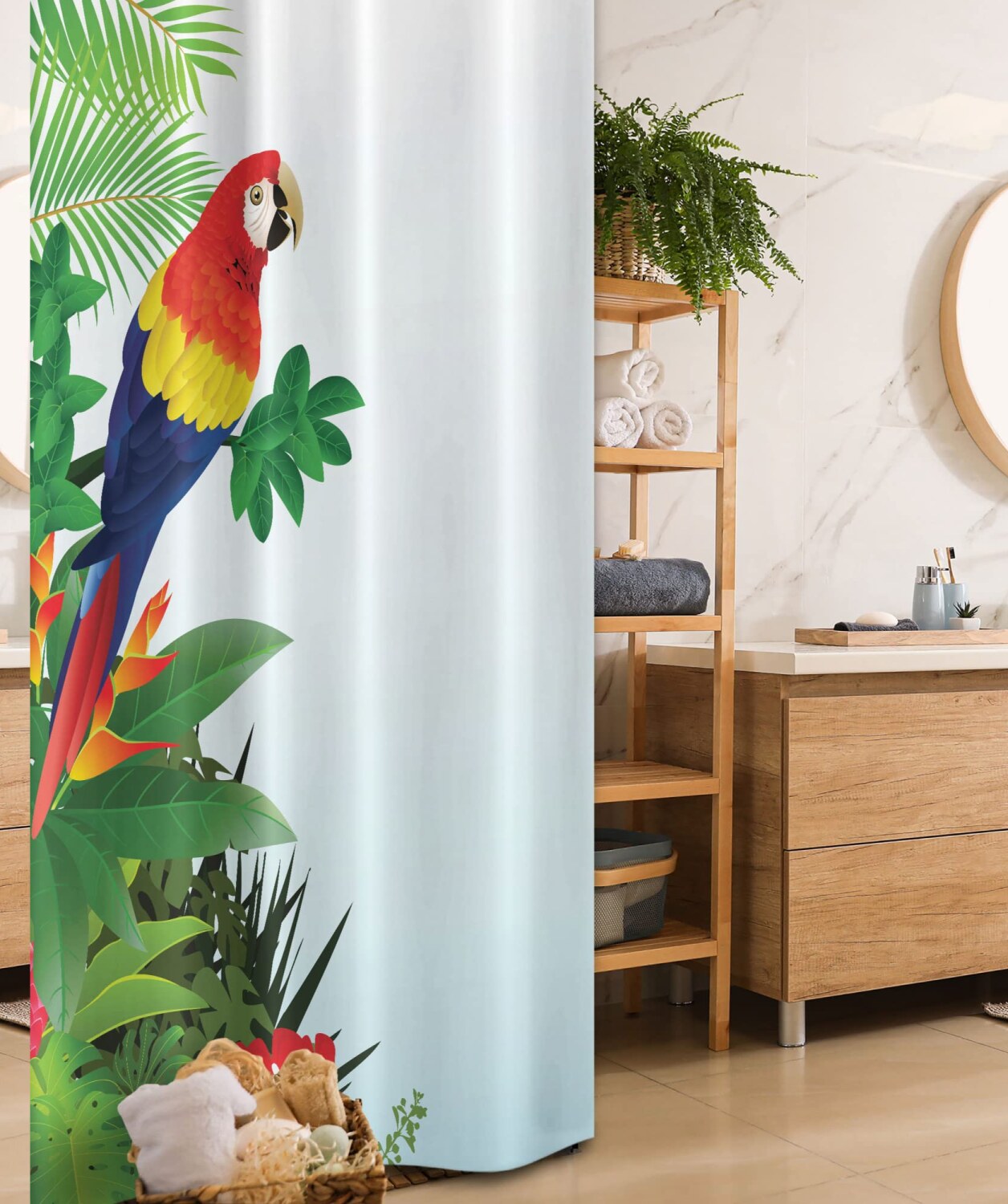 Parrots Stall Shower Curtain 36x72 Olive Green