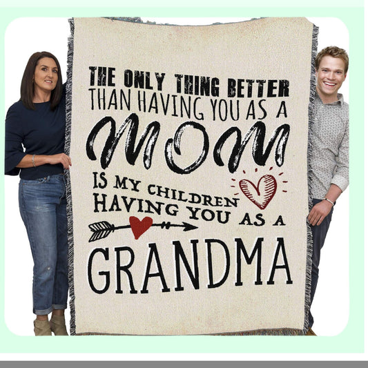 Ultimate Cozy Mom & Grandma Cotton Tapestry Blanket - USA Made, 72x54 Gift