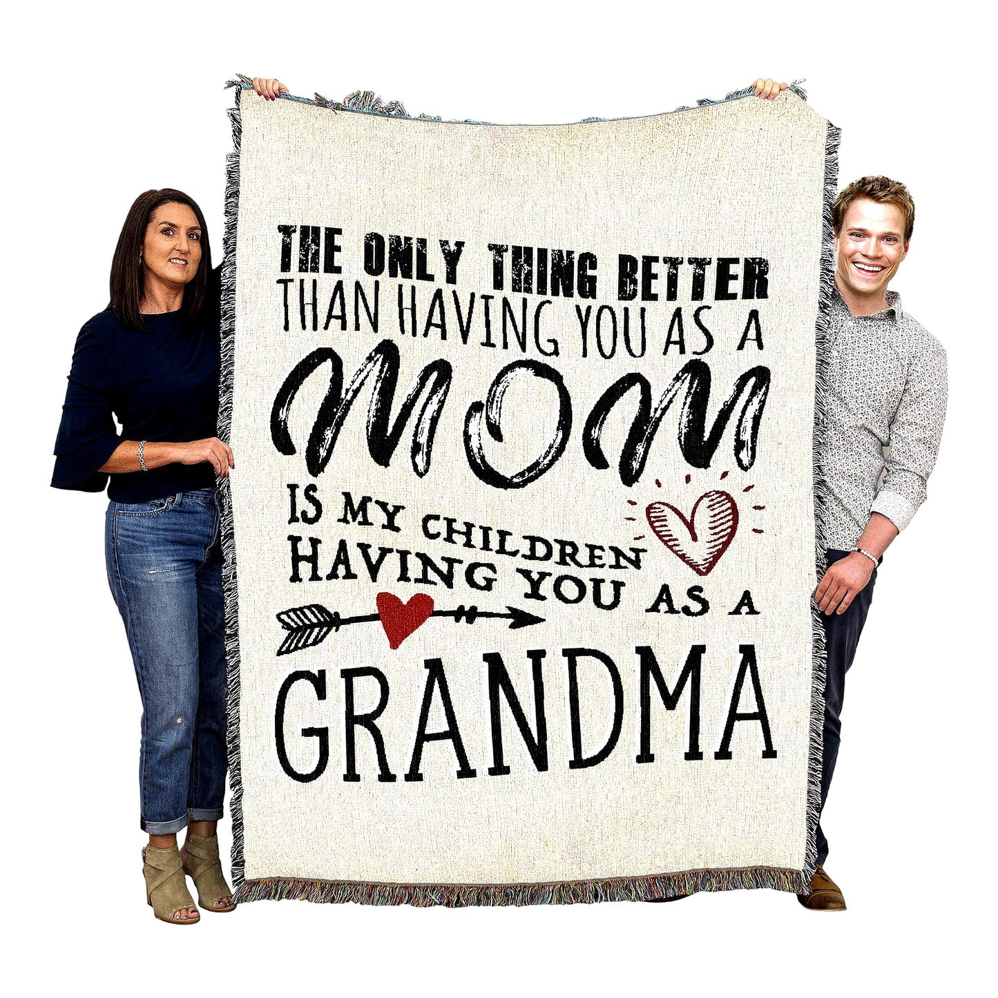 Ultimate Cozy Mom & Grandma Cotton Tapestry Blanket - USA Made, 72x54 Gift
