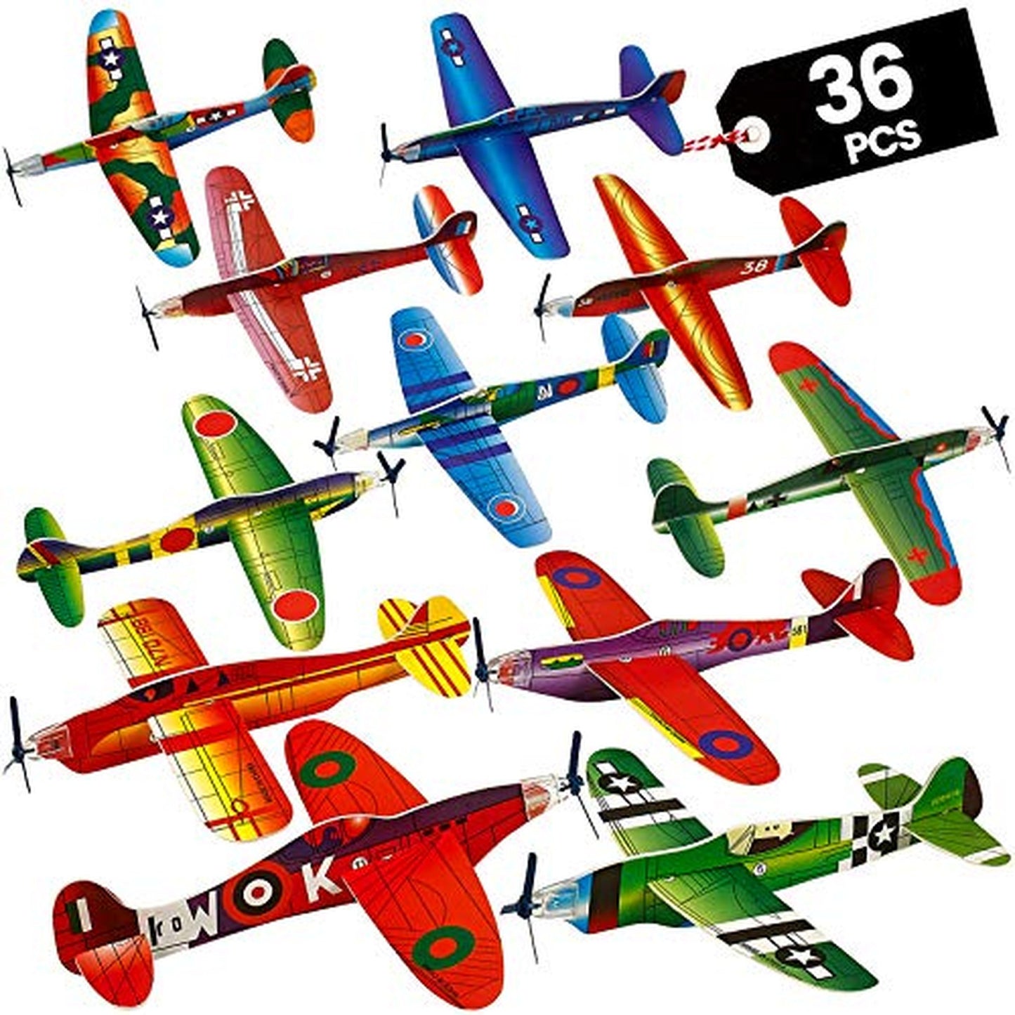 Bulk Pack of 36 Foam Glider Planes for Kids