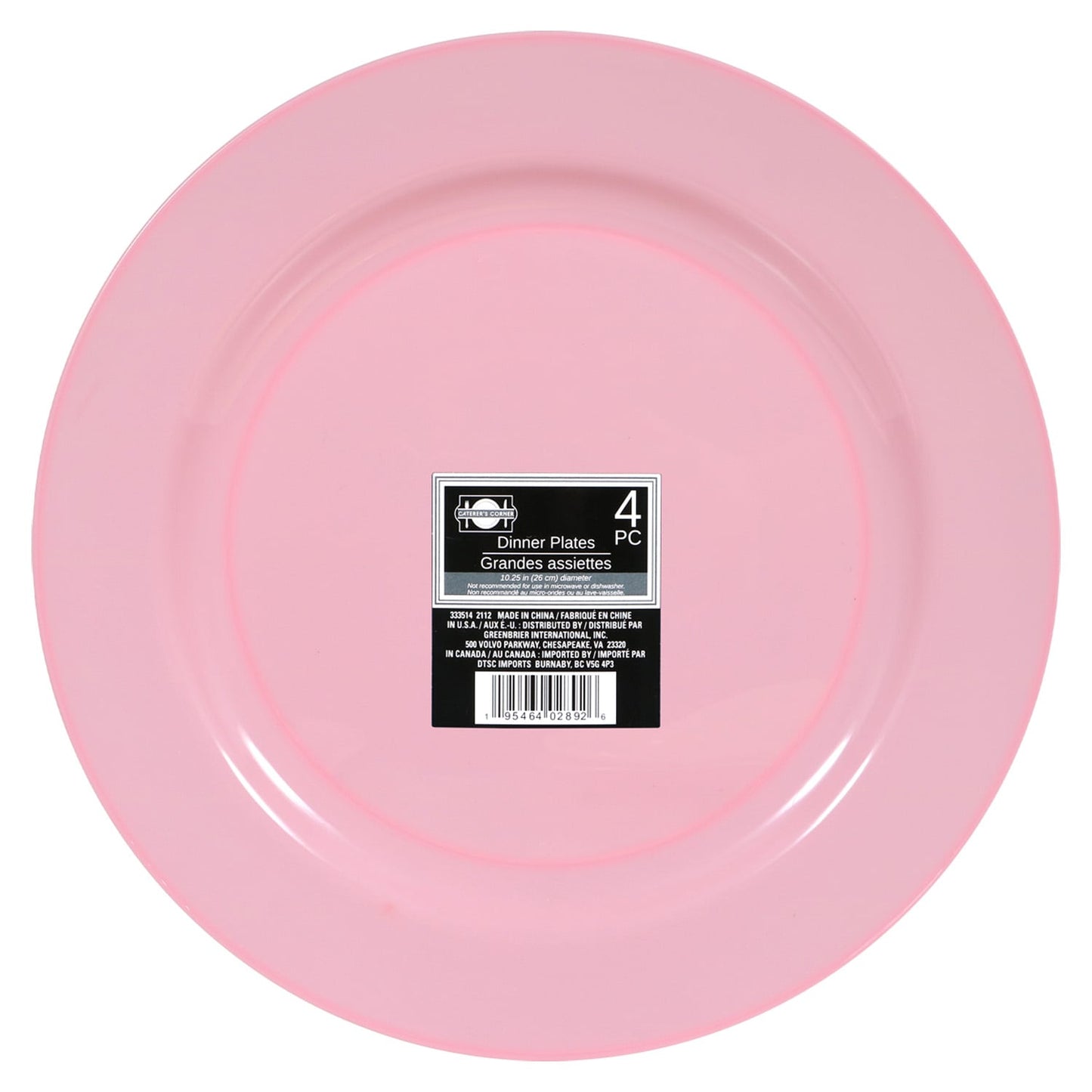 Solid Pink Plates, 4-ct. Packs (Pack of 24)