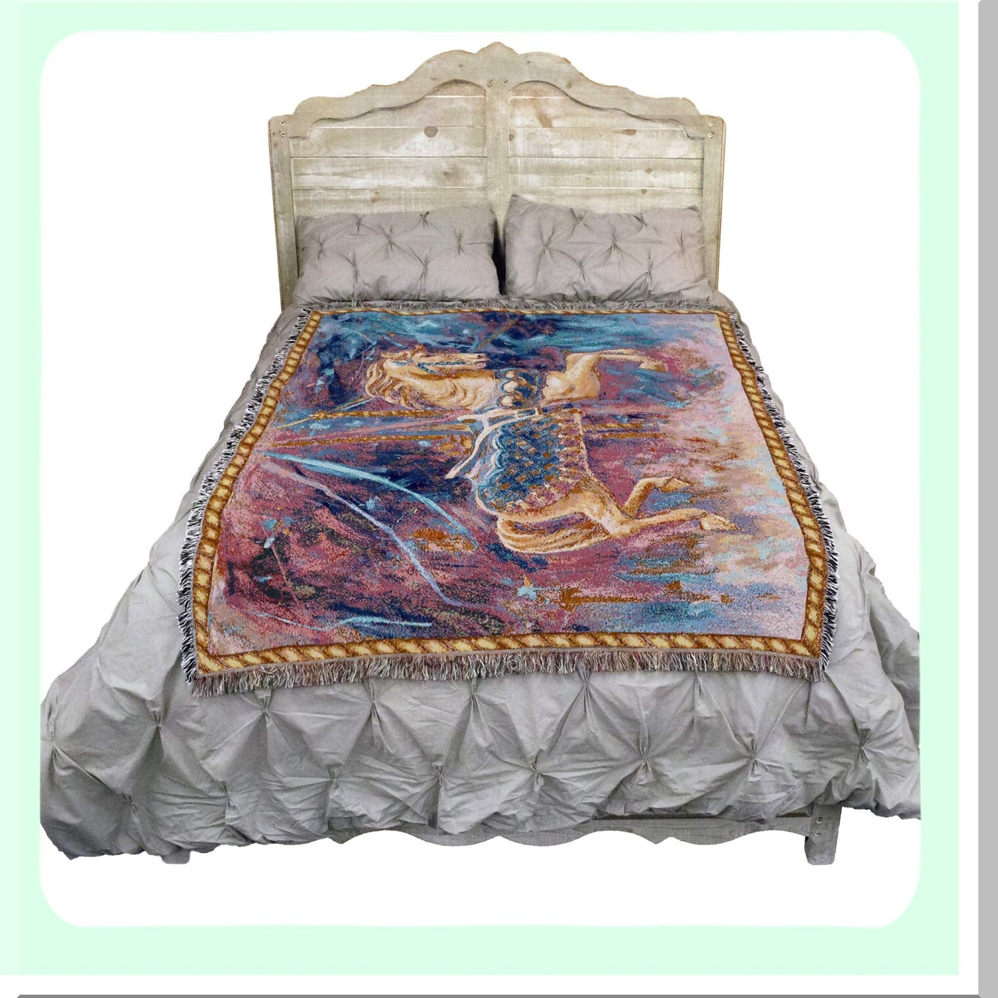 Whimsical Carousel Cotton Tapestry Blanket - 72x54 USA-Made Gift