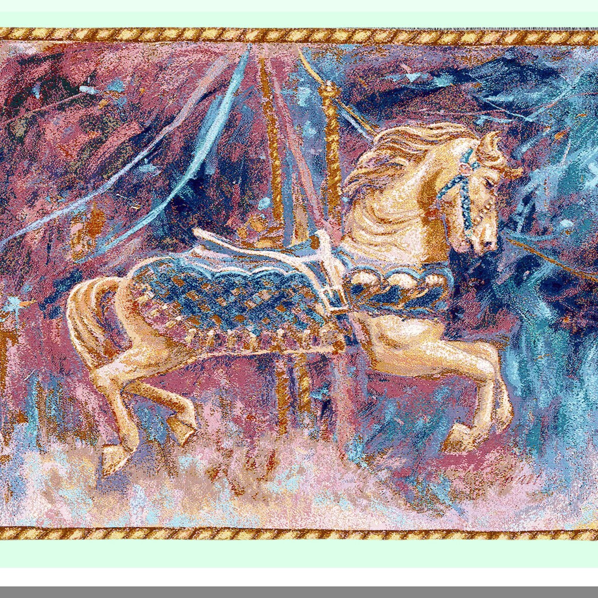 Whimsical Carousel Cotton Tapestry Blanket - 72x54 USA-Made Gift