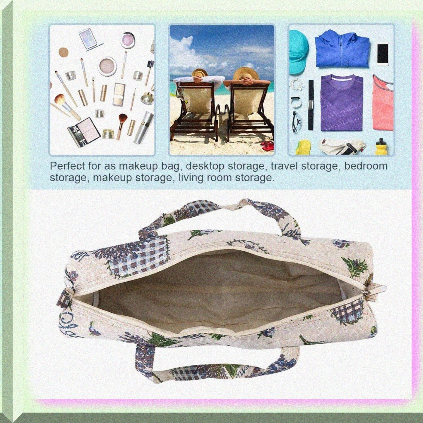 Yarn Organizer Bag Purple Flower 44x14x17cm