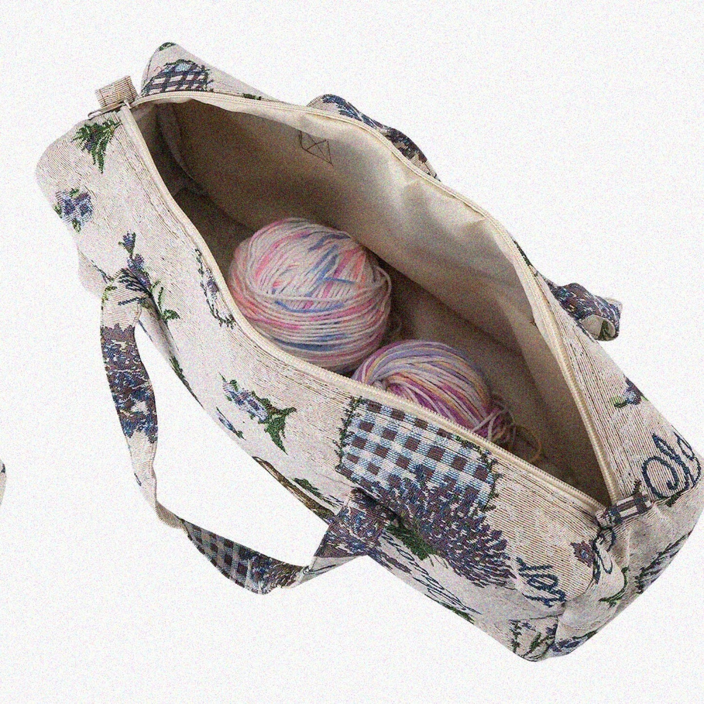 Yarn Organizer Bag Purple Flower 44x14x17cm