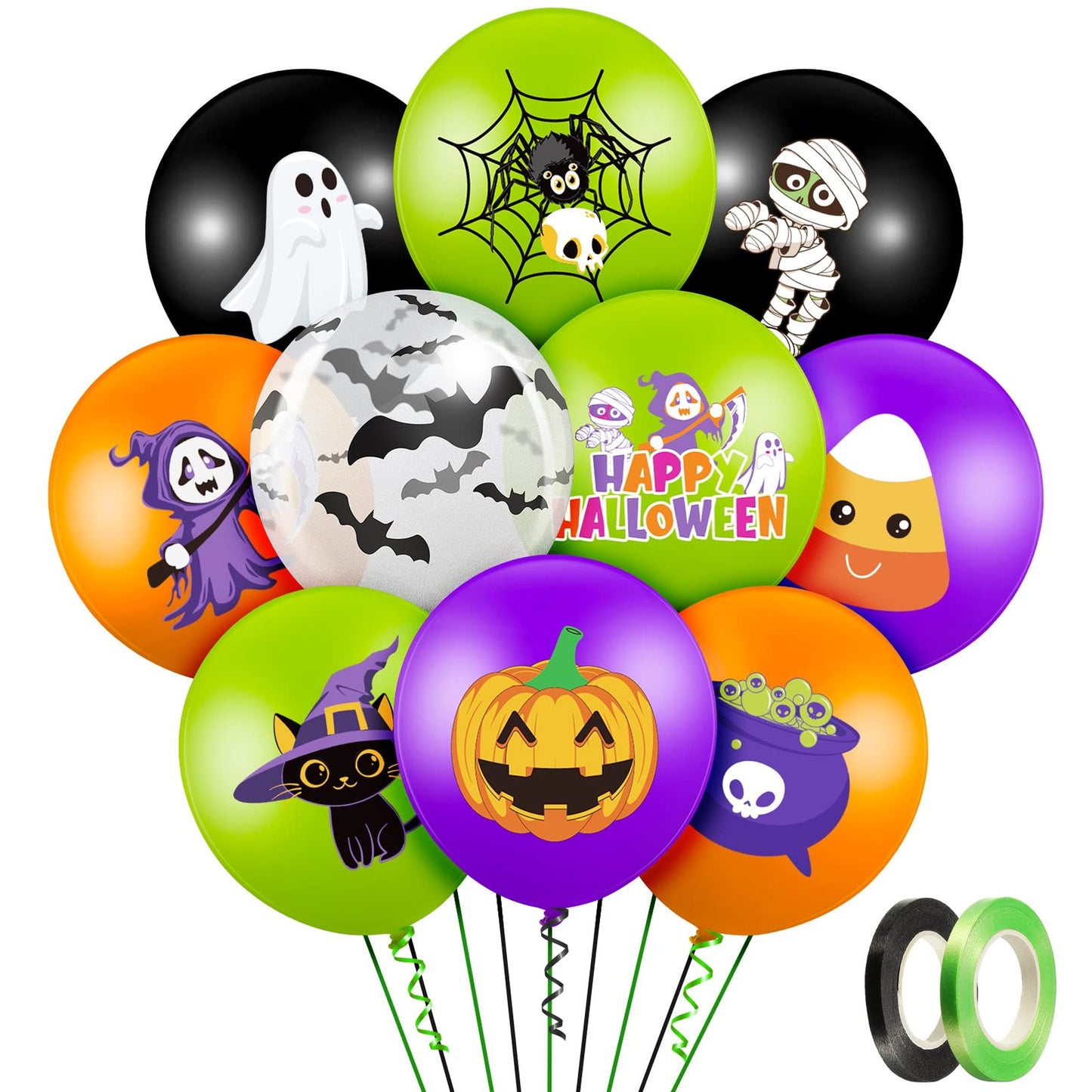 Boo-tiful Pumpkin & Spider Balloons - Adorable 1st Birthday & Baby Shower Decor Kit with 50 Latex Balloons in Cute Style for Girls Party Supplies