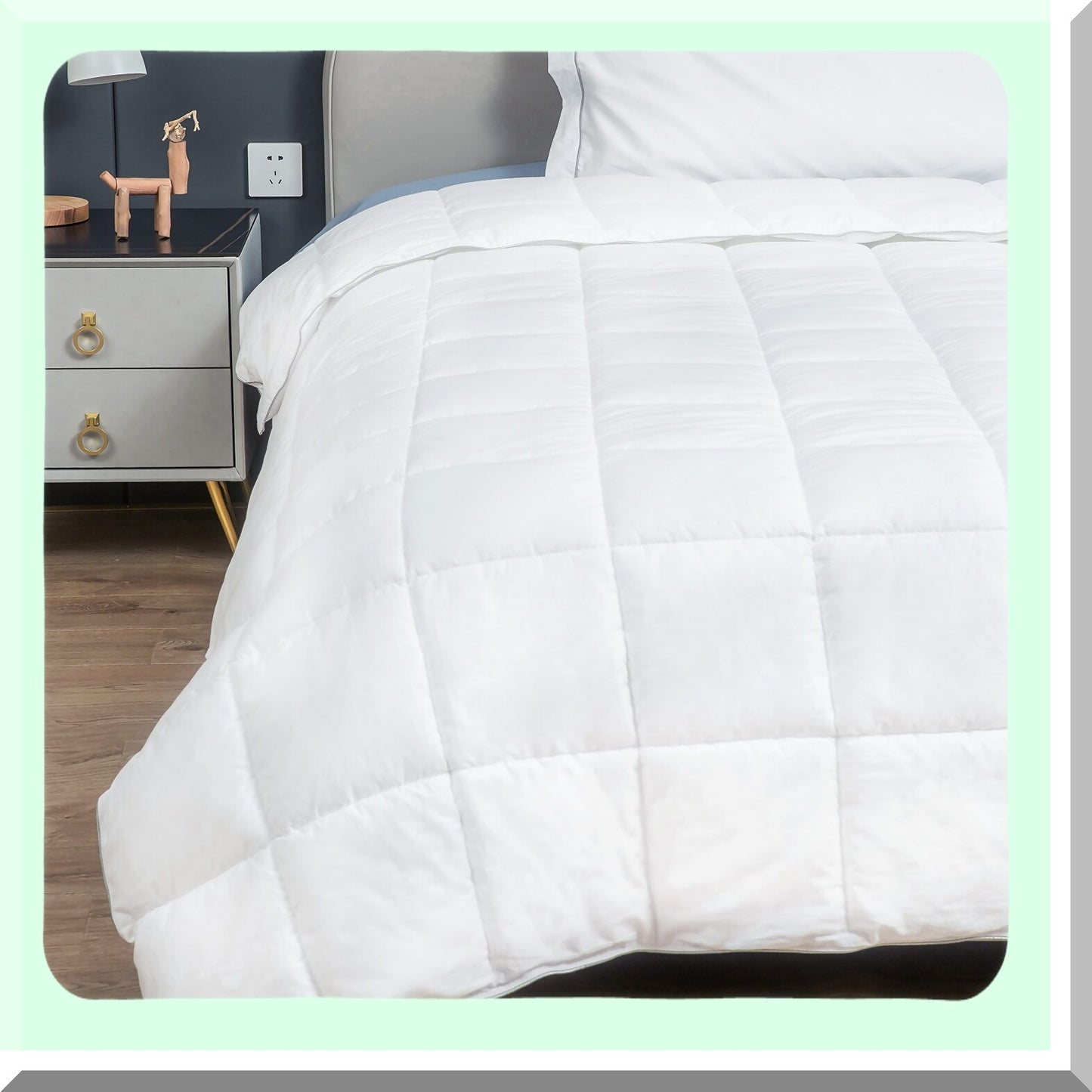 Cotton Comforter Twin XL - Lightweight Quilted Duvet Insert with Silver Trim - Soft & Breathable Down Alternative for Kid, Toddler, College Dorm