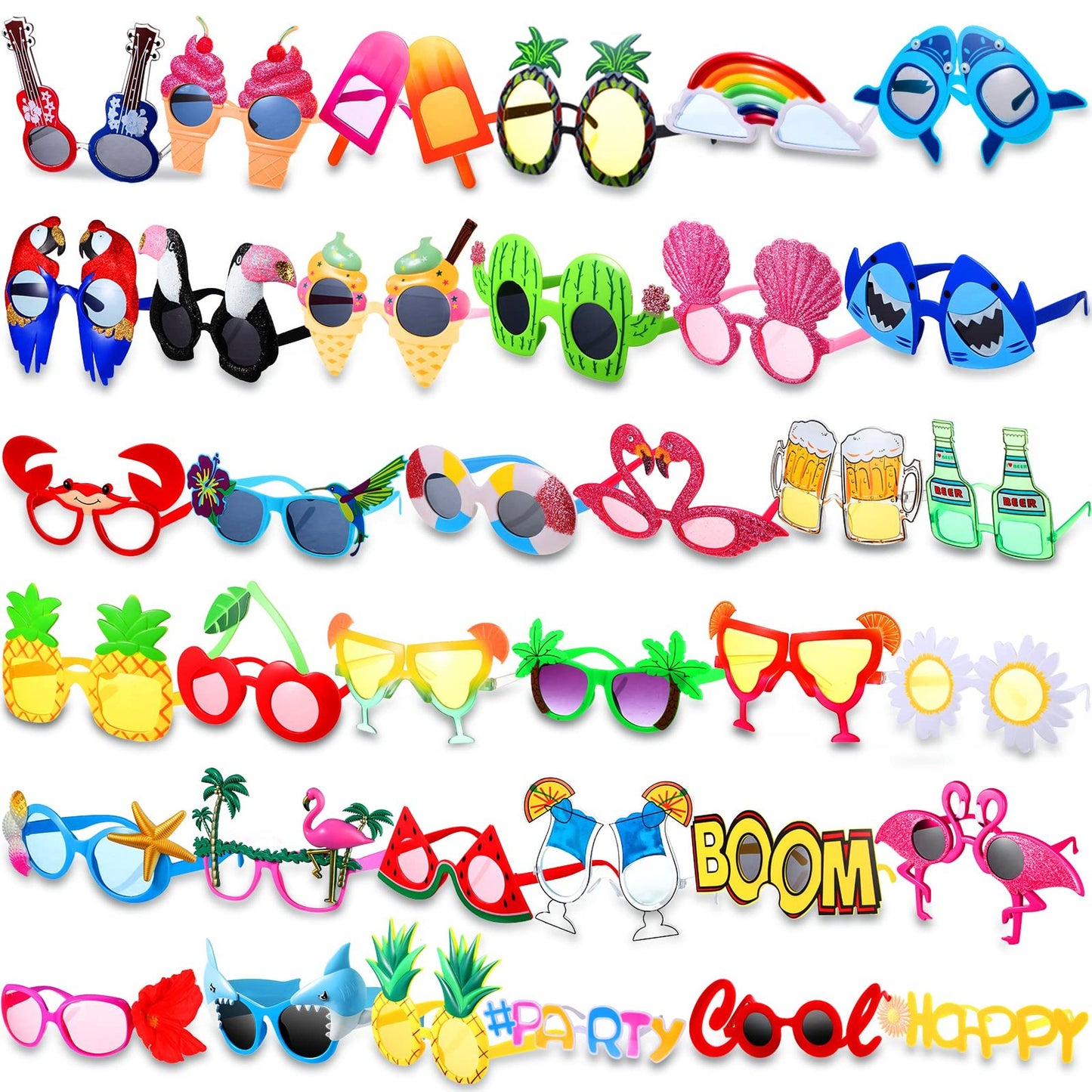 Tropical Fun Sungles - Luau Party Pack of 36, Beach Decorations & Party Favors for Summer Pool Themed Parties. Ideal for Kids & Adults!