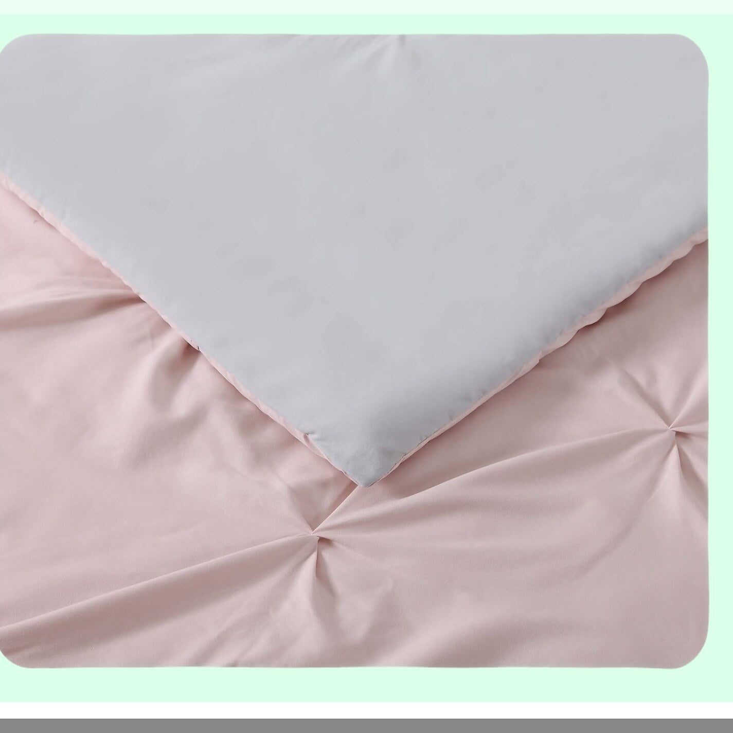 Luxury Pleated Comforter Set - Full/Queen Size - 3-Piece Bedding Set in Blush and Silver Grey - Soft, Cozy, Elegant Design for Bedroom Décor