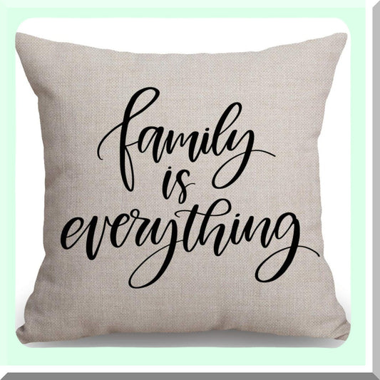 Family Motivations Linen Pillow Cover - Inspirational Quote Decorative Cushion Case - Square 18 X 18 Inches - Home Decor Accent Piece