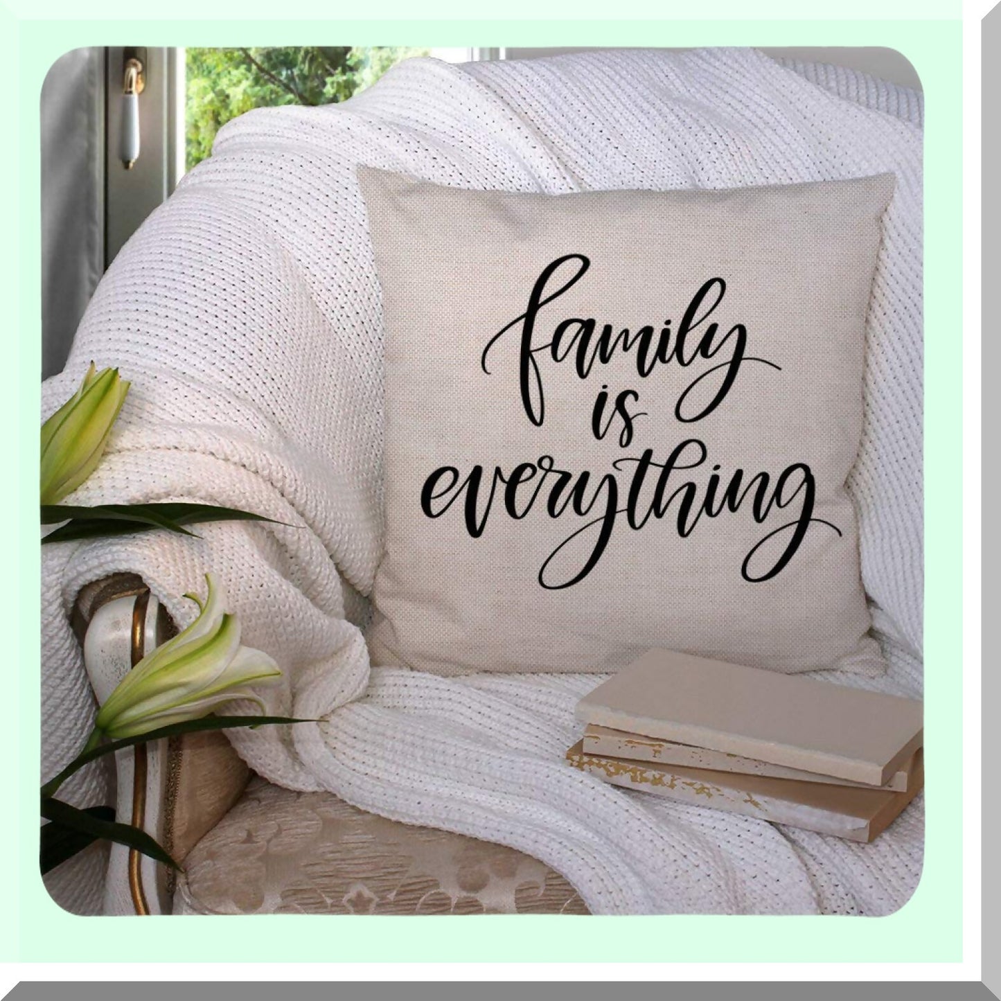 Family Motivations Linen Pillow Cover - Inspirational Quote Decorative Cushion Case - Square 18 X 18 Inches - Home Decor Accent Piece