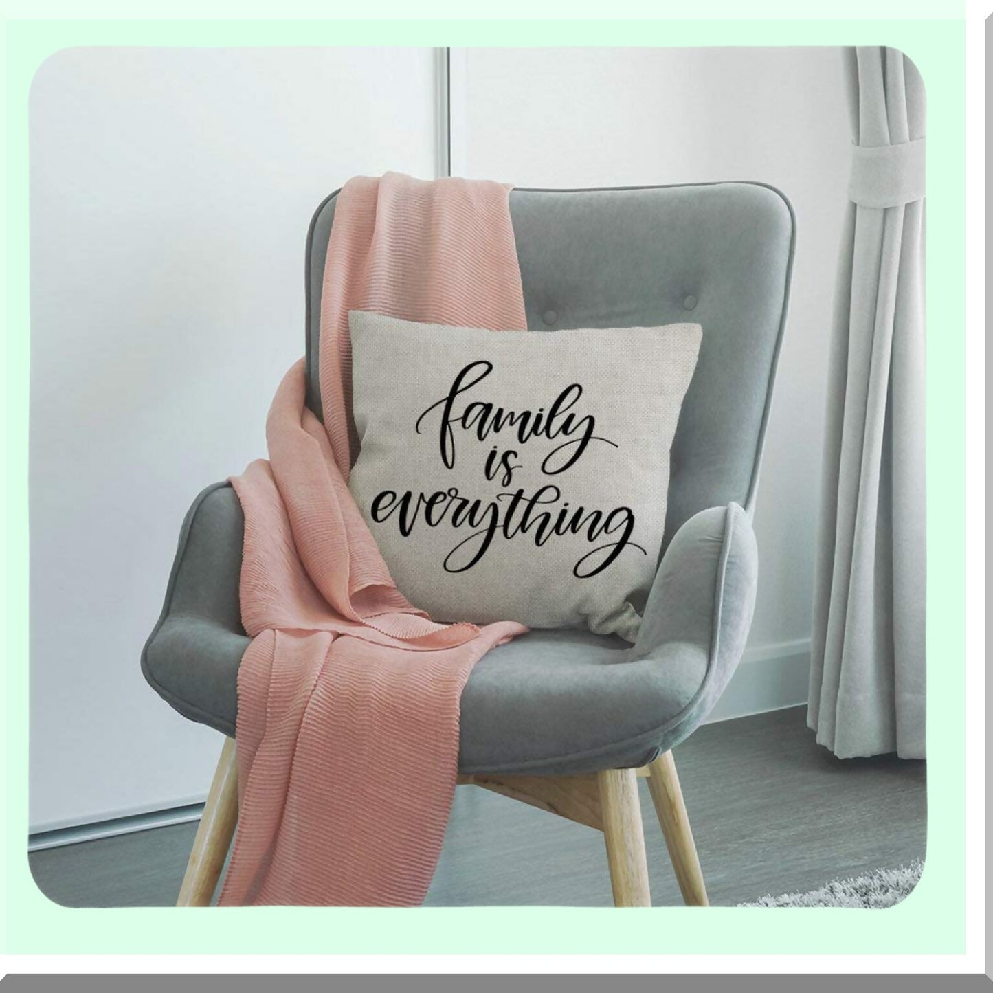 Family Motivations Linen Pillow Cover - Inspirational Quote Decorative Cushion Case - Square 18 X 18 Inches - Home Decor Accent Piece