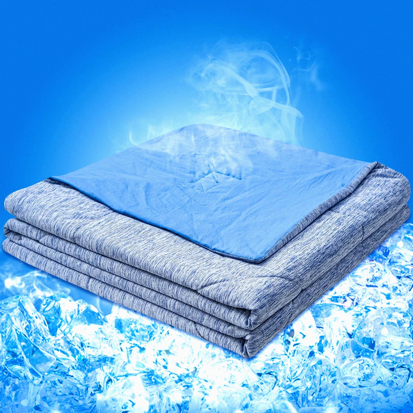 Arctic Breeze Cooling Comforter - Q-Max 0.45 Arc-Chill Fiber - Lightweight Blanket for Hot Sleepers - Bed Sofa Couch - 90" x 108" Blue - ChillMax Comfort