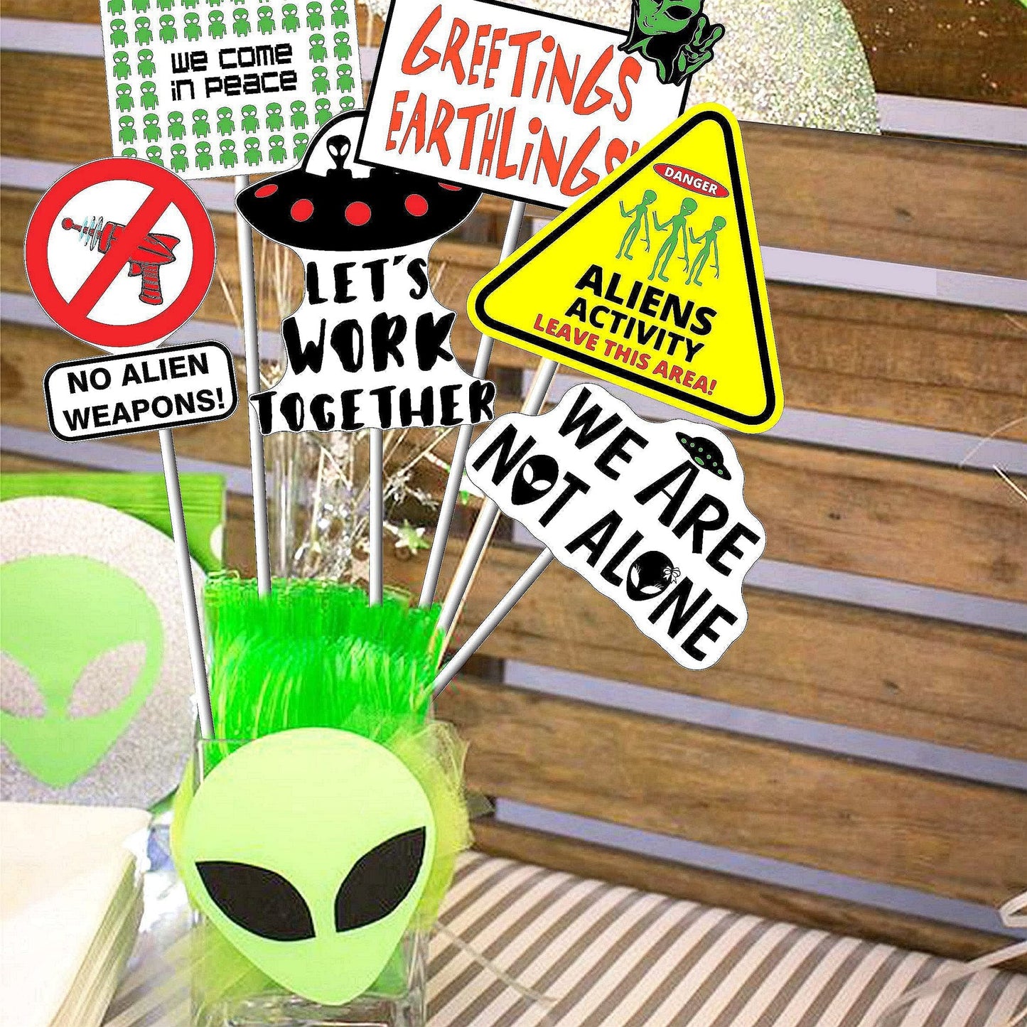 Alien Theme Centerpiece Sticks for Kids and Parties