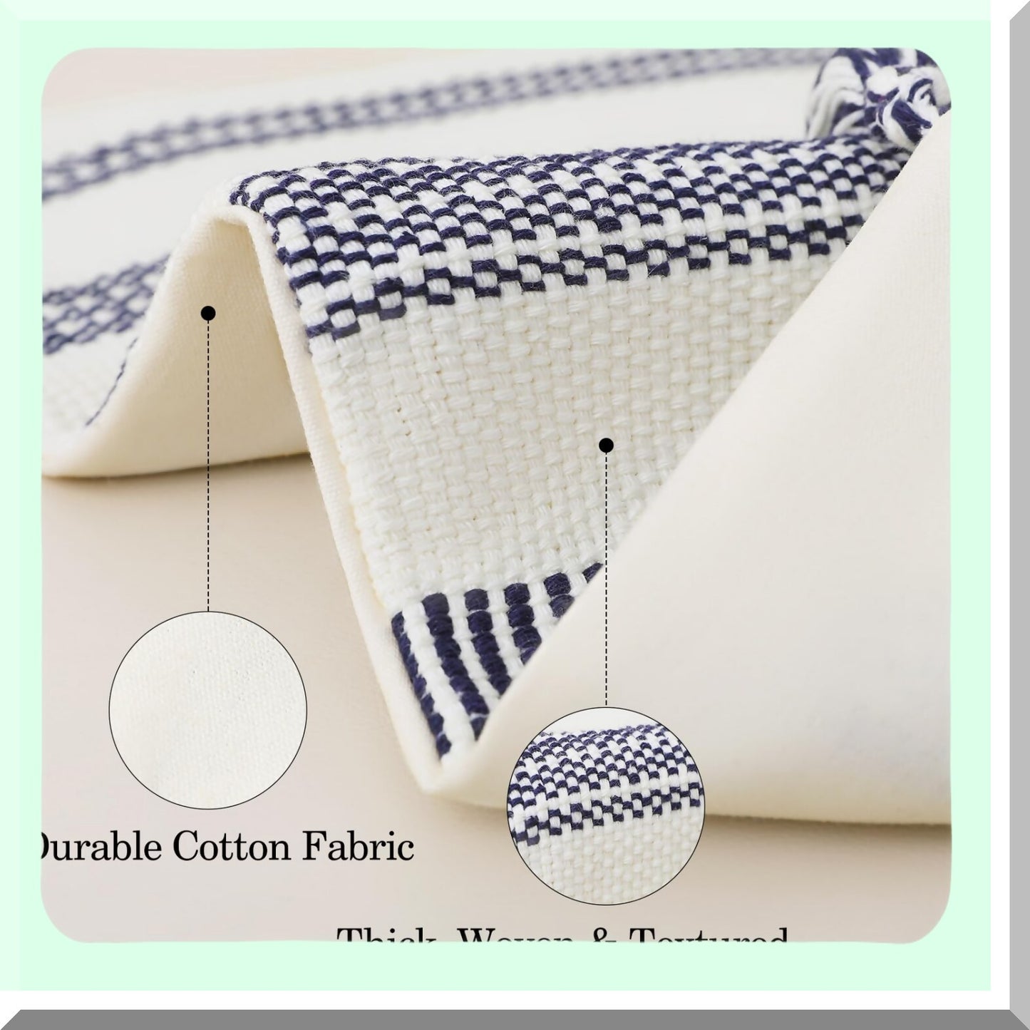 Striped Boho Lumbar Pillow Covers Set - Navy Blue & Cream White Decorative Outdoor Throw Pillow Covers for Couch Bed Sofa - 12x20 Inch with Tels