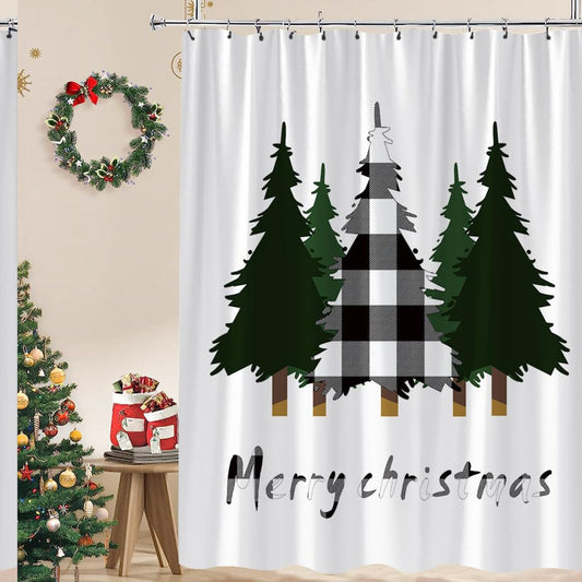 White Black Buffalo Check Shower Curtain 70x70 inches