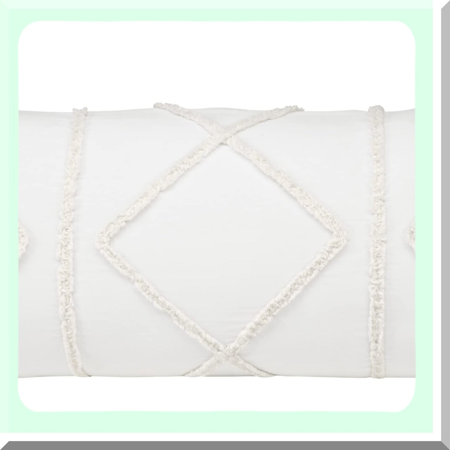 Boho Chic Macrame Tufted Body Pillow Cover - Textured Fringe Farmhouse Decor - Off White Canvas Couch Long Throw Zipper Case - Sweet JoJo Designs Accent 54x20