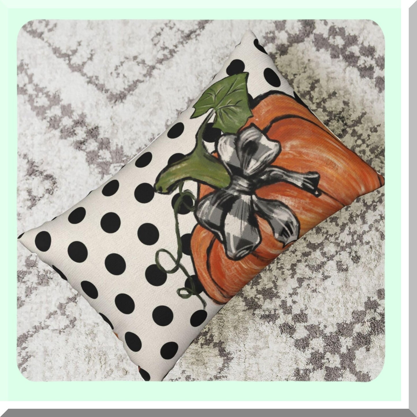 Autumn Harvest Pillow Covers - Set of 2 Pumpkin Maple Leaves Polka Dot Decorative Linen Throw Cushion Cases for Farmhouse Home Decor & Thanksgiving