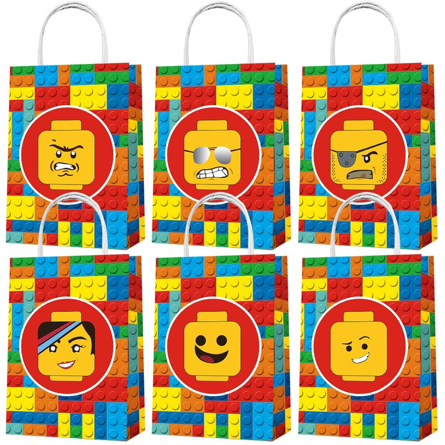 Color Bricks Party Treat Bags - 12PCS Building Blocks Goodie Bags for Movie Themed Birthday Party Supplies & Decorations - Kids & Adults