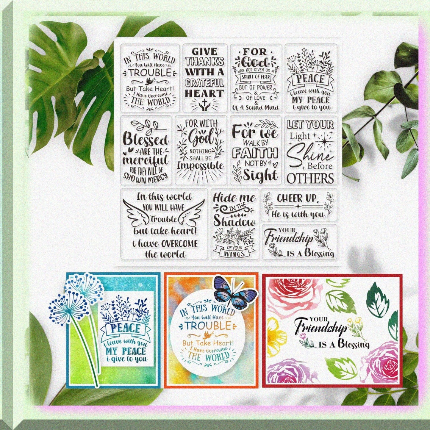 Bible Text Clear Stamps Set for Scrapbooking and Card Making