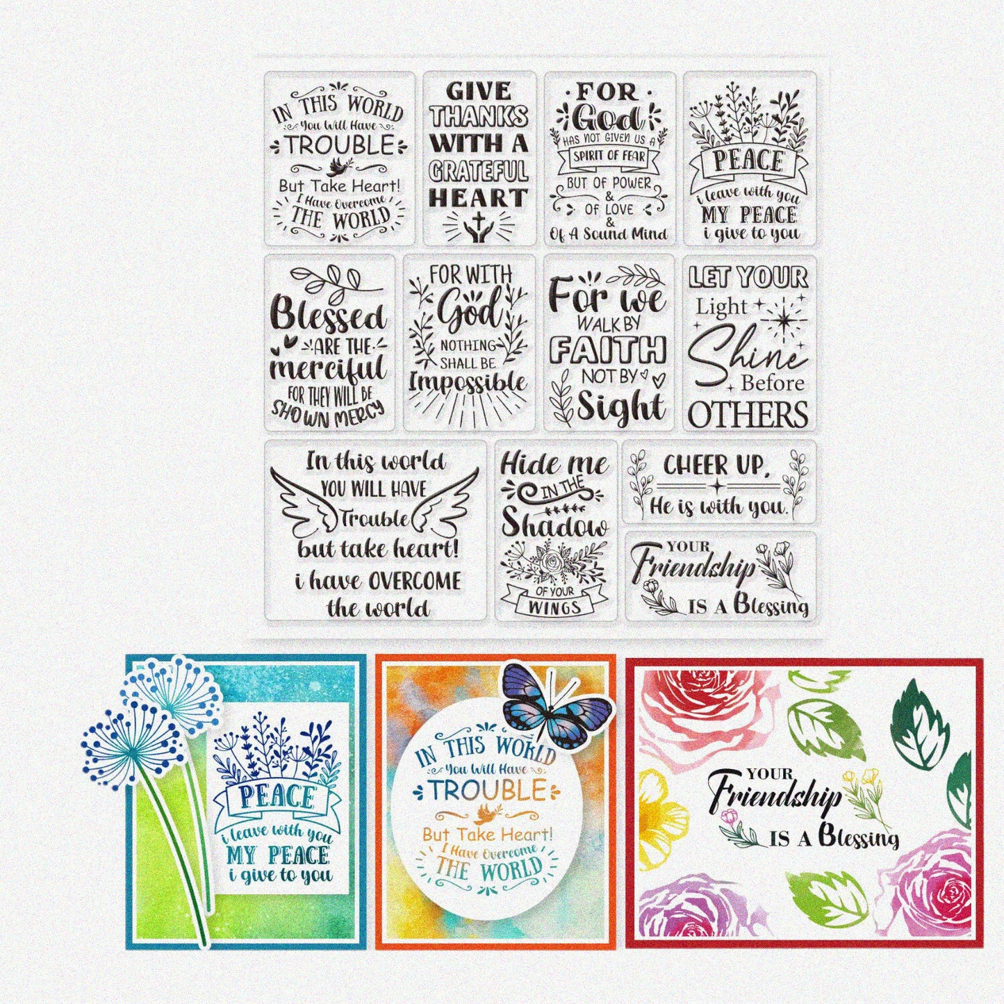 Bible Text Clear Stamps Set for Scrapbooking and Card Making