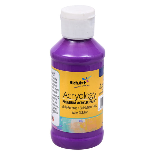 Rich Art Acryology Premium Acrylic Violet Paints, 4-fl.oz Containers (Pack of 12