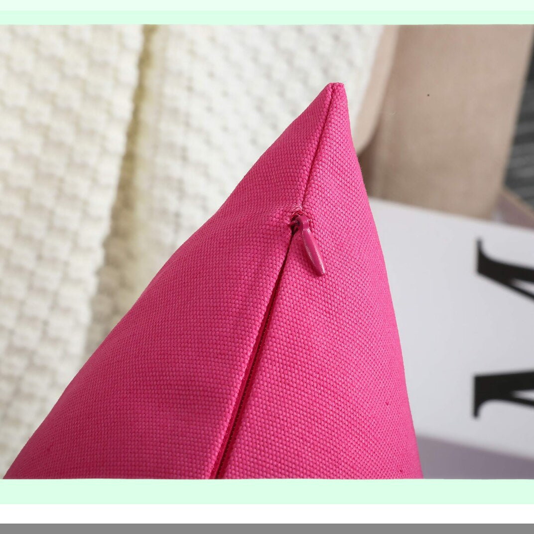 Cotton Canvas Colorful Throw Pillow Covers - Hot Pink 20x20 - Set of 2 - Decorative Cushion Covers - 100% Cotton - 45 Colors Available