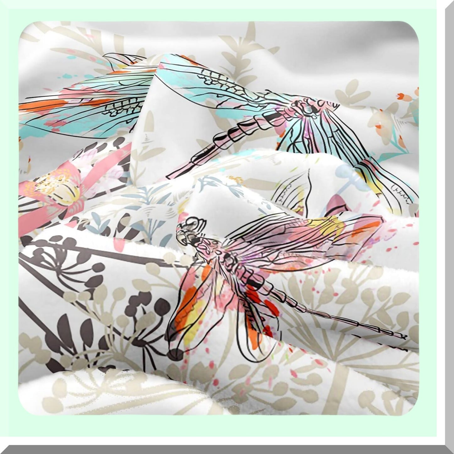 Dragonfly Dreams Sherpa Throw - Soft, Cozy, Fluffy Botanical Blanket for Women & Adults