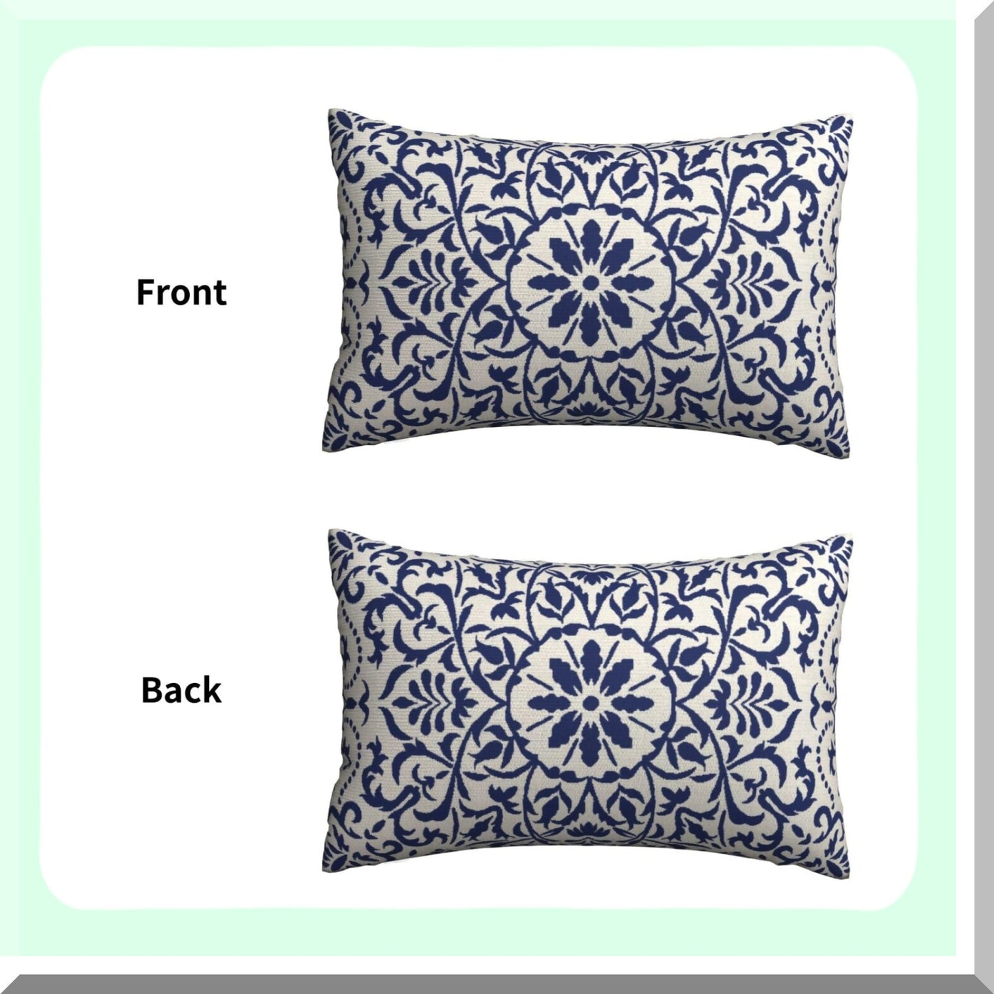 Boho Navy Blue Ethnic Pillow Covers Set - 12x20 Outdoor Throw Pillows with Farmhouse Cushion Design for Sofa Couch Home Decor