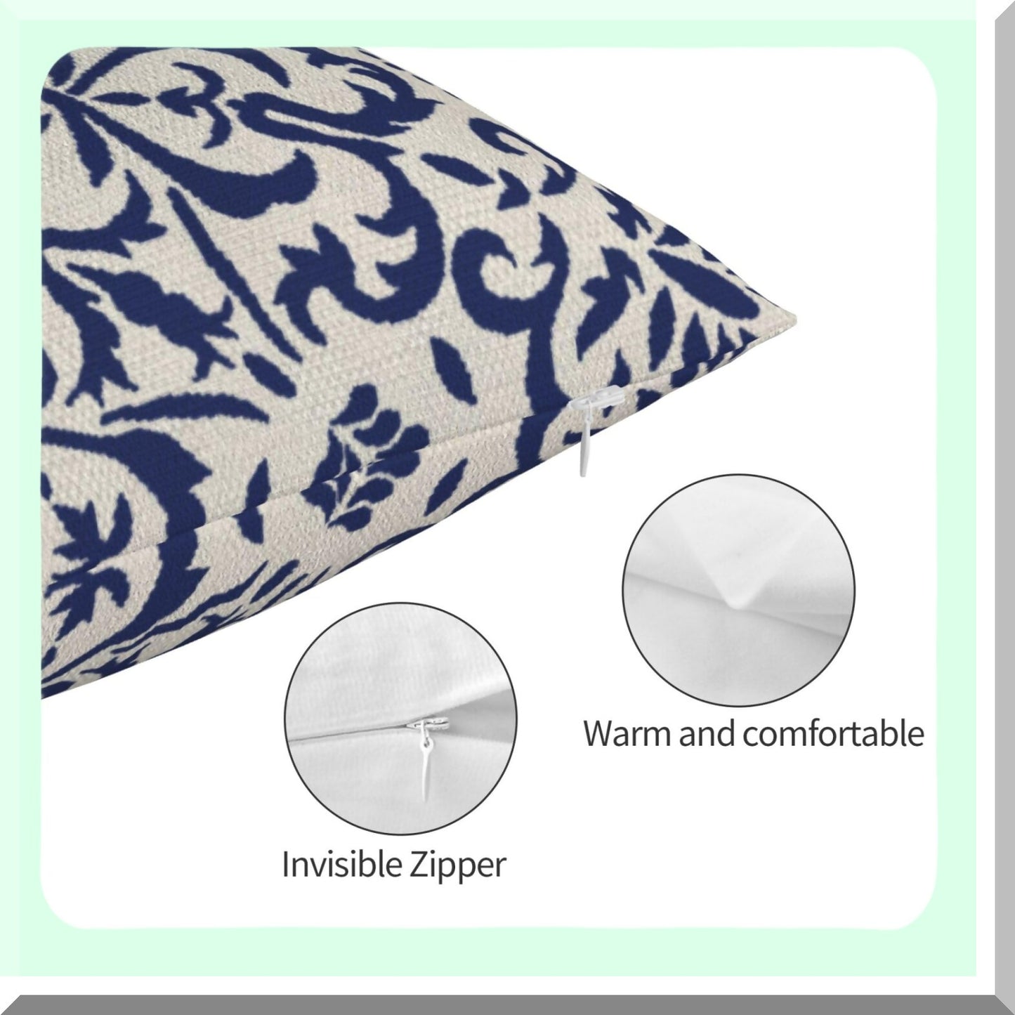 Boho Navy Blue Ethnic Pillow Covers Set - 12x20 Outdoor Throw Pillows with Farmhouse Cushion Design for Sofa Couch Home Decor