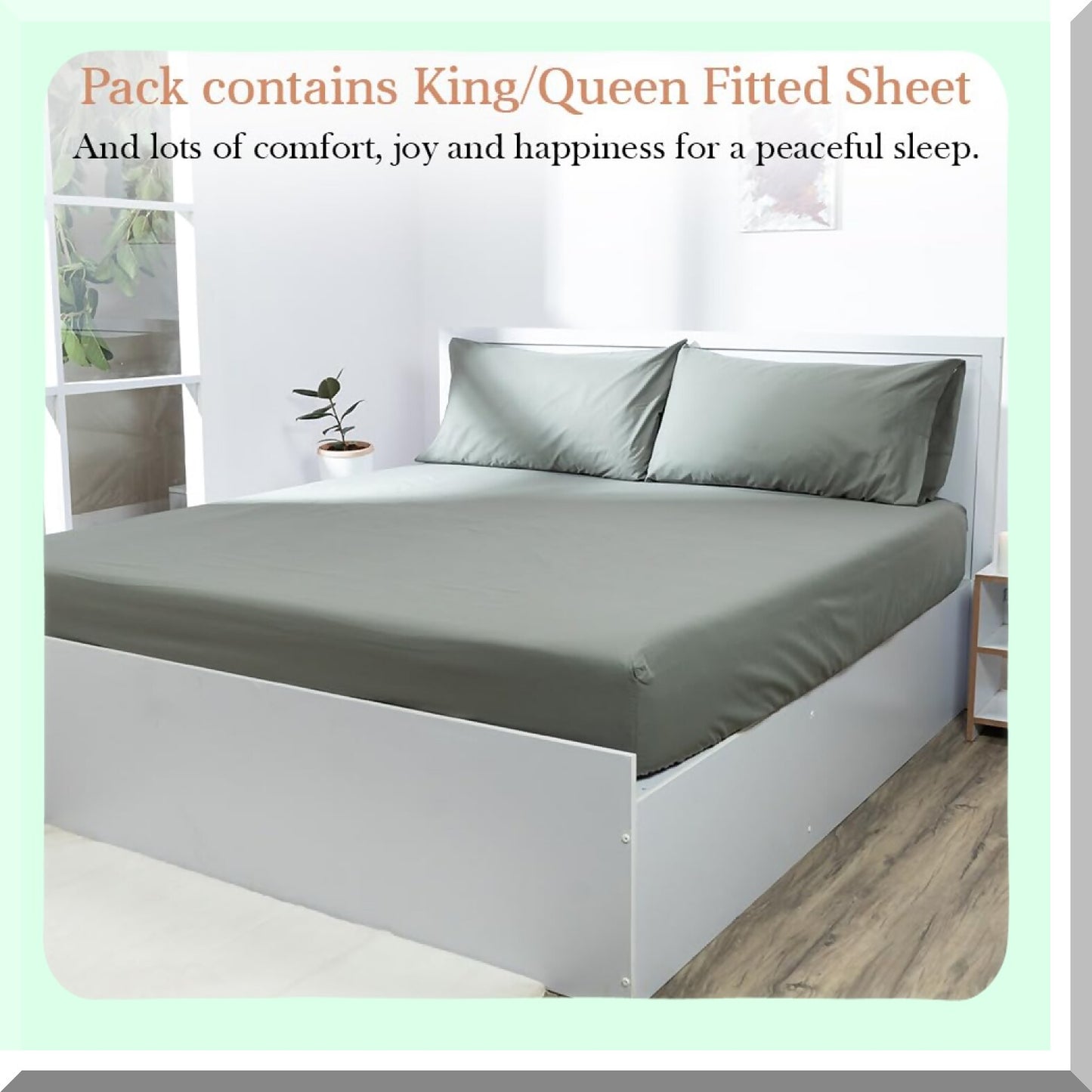 Luxury Cool Cotton Percale Fitted Sheet - 400 Thread Count, Soft Silky Deep Pockets, Hotel Quality Bedding in Dark Grey - Home Comfort & Style