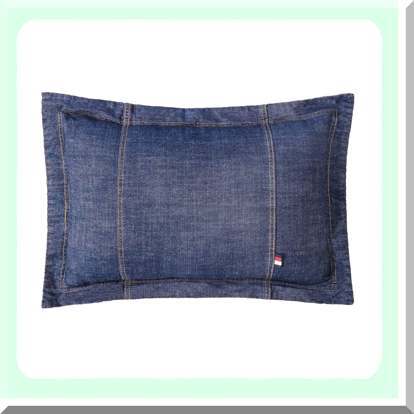 Blue Denim Decorative Pillow Covers Set - Soft Cotton Cushion Cases for Car Sofa Bedroom - Washed Oblong Shell - 12'' x 18'' (2 Pack)