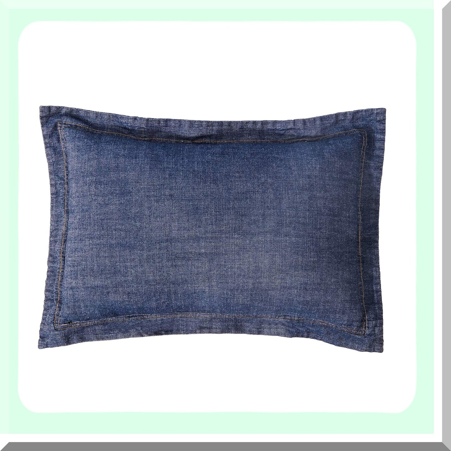 Blue Denim Decorative Pillow Covers Set - Soft Cotton Cushion Cases for Car Sofa Bedroom - Washed Oblong Shell - 12'' x 18'' (2 Pack)