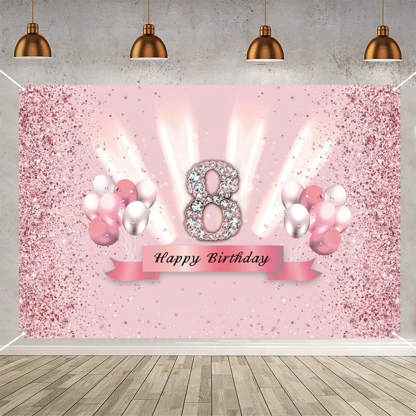 Birthday Bliss Backdrop Banner - Celebrate your little girl's 8th birthday in style with this vibrant pink fabric sign poster. Perfect for creating a memorable photo background at her anniversary party!