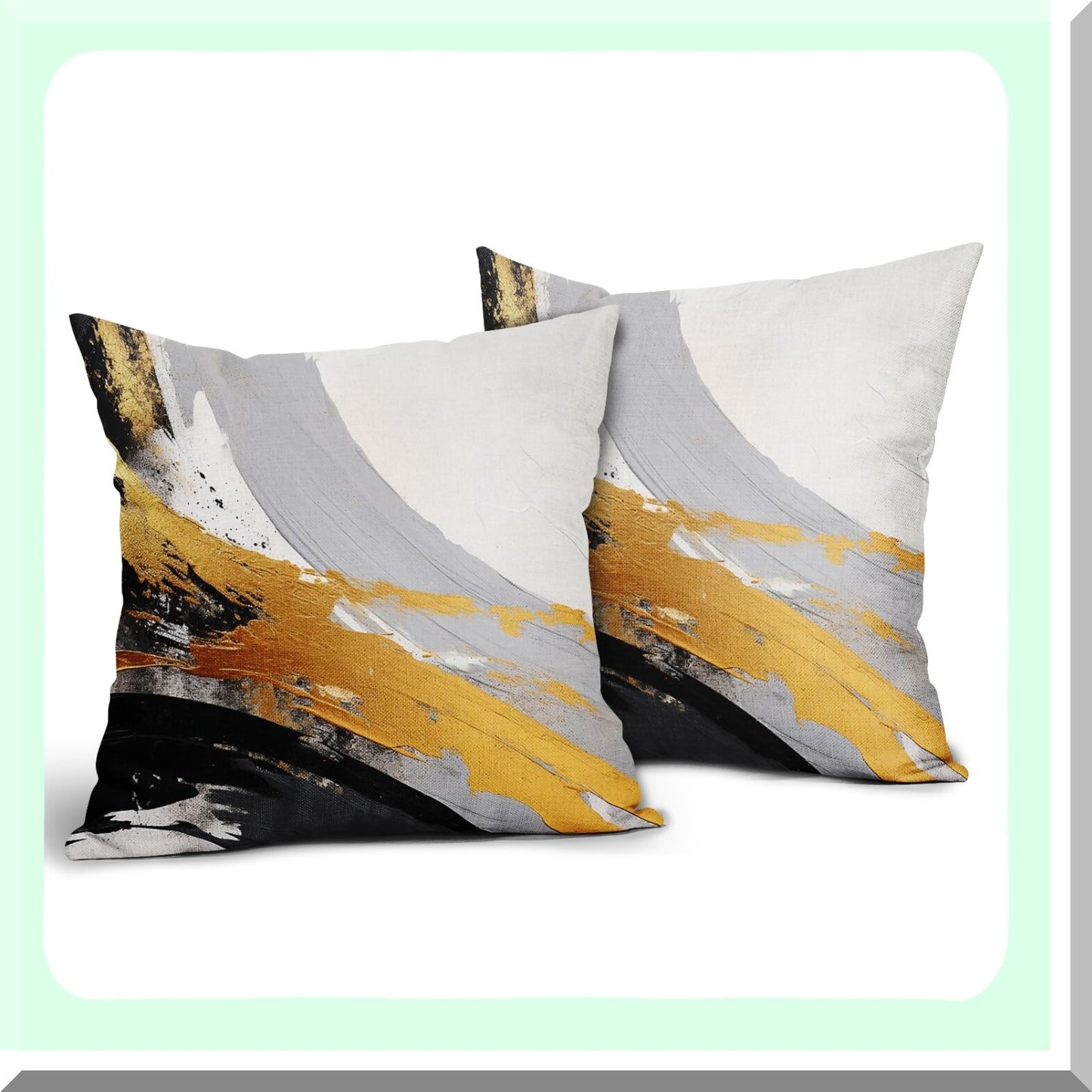 Modern Grey Black White Pillow Covers - Set of 2 18x18 Inch Square Cushion Covers for Sofa Couch Bedroom Living Room. Outdoor Cotton Linen Throw Pillowscase.