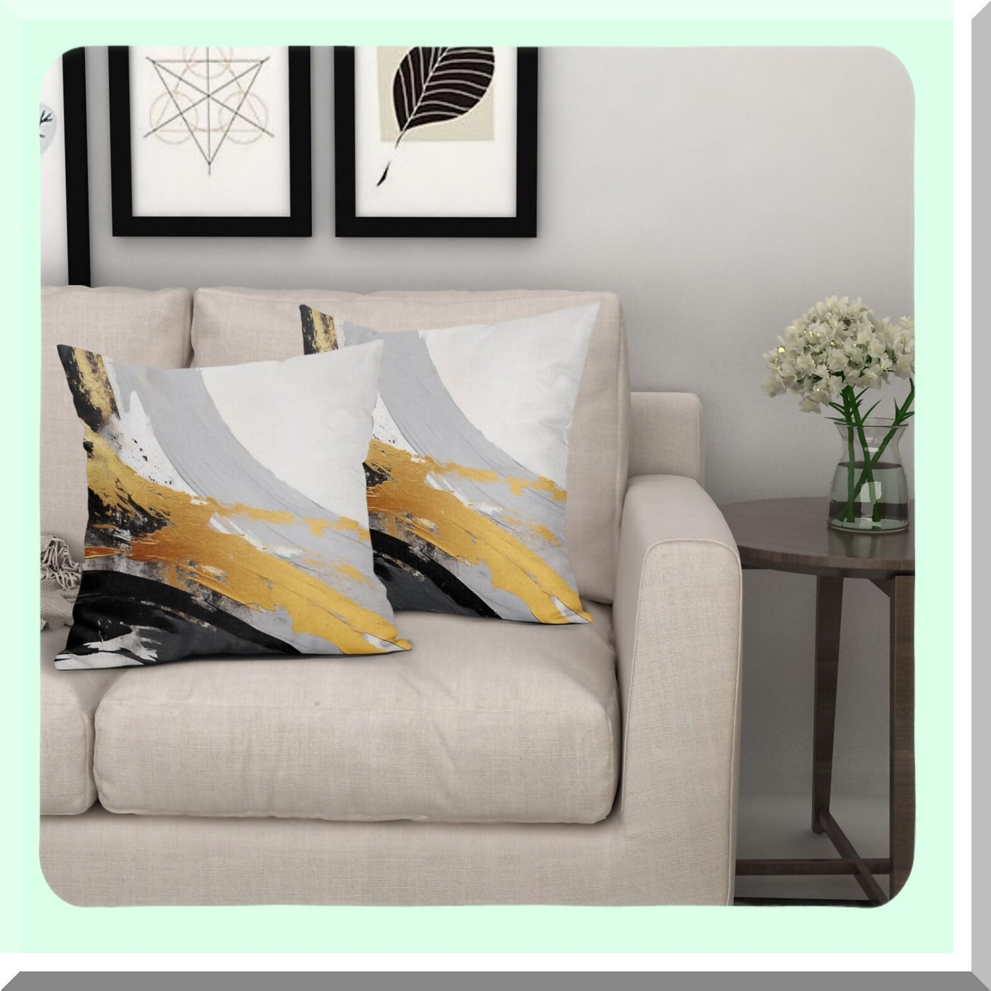 Modern Grey Black White Pillow Covers - Set of 2 18x18 Inch Square Cushion Covers for Sofa Couch Bedroom Living Room. Outdoor Cotton Linen Throw Pillowscase.