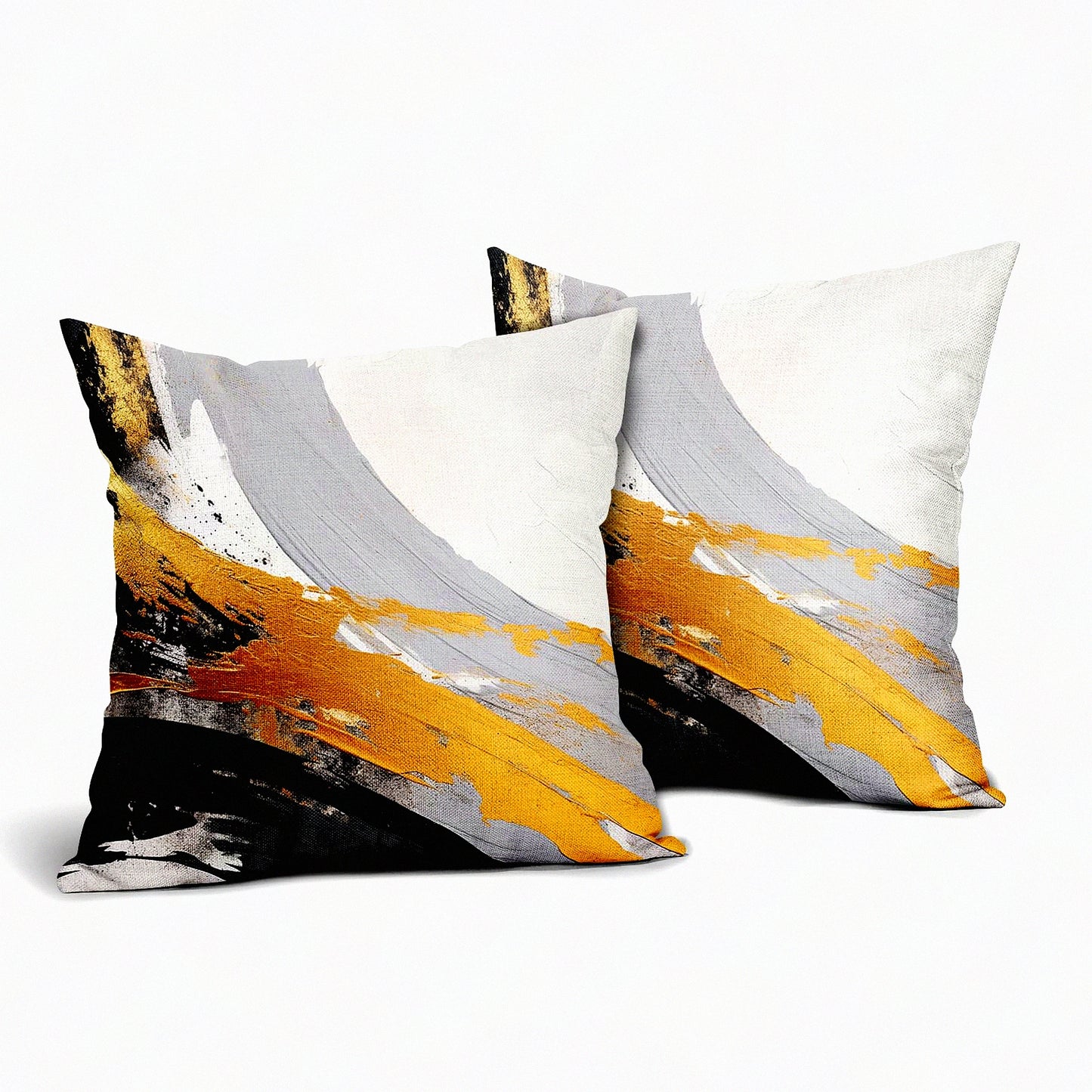 Modern Grey Black White Pillow Covers - Set of 2 18x18 Inch Square Cushion Covers for Sofa Couch Bedroom Living Room. Outdoor Cotton Linen Throw Pillowscase.