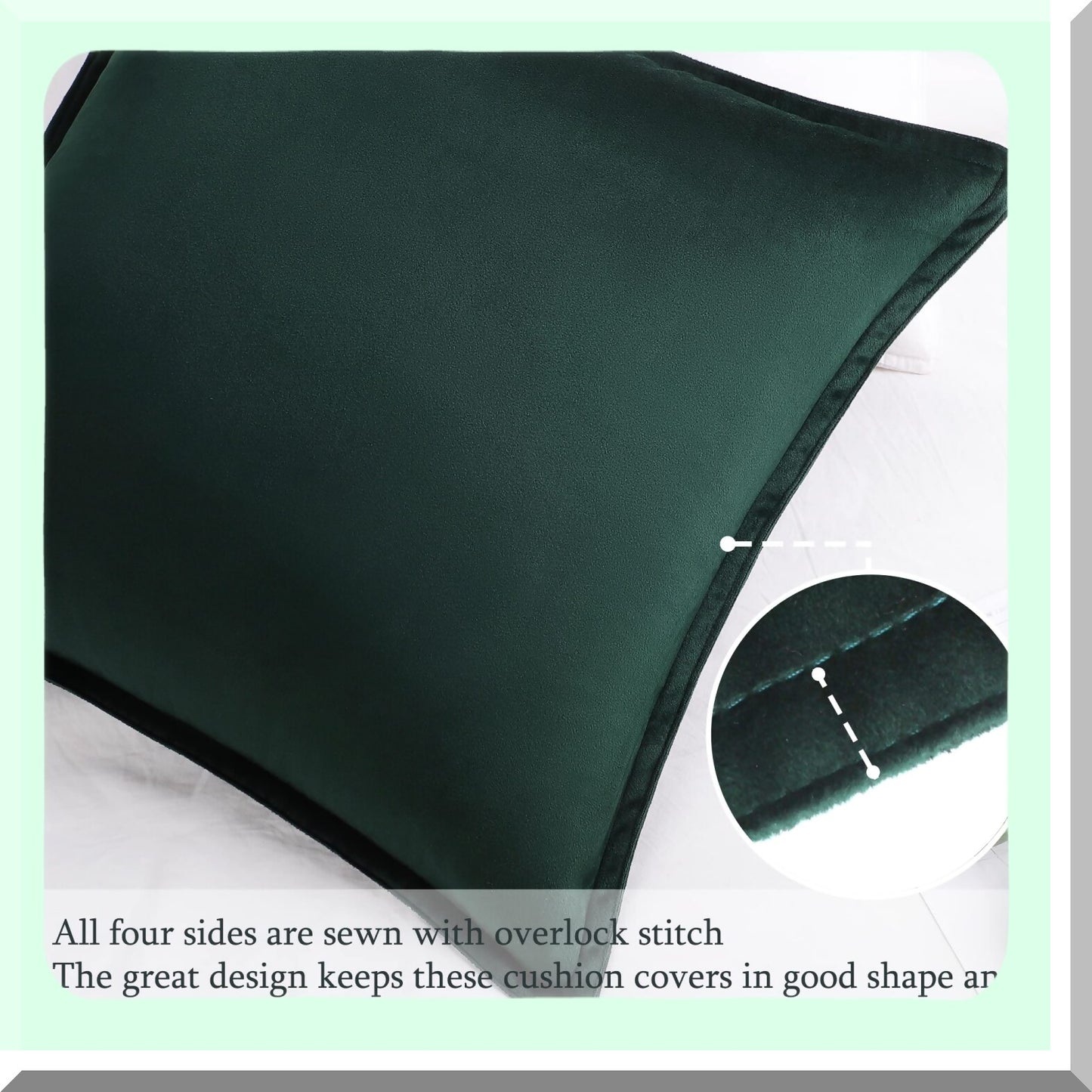 Luxury Velvet Cushion Covers Set - 2 Pack Soft Square Throw Pillow Cases for Sofa Couch Bedroom - 18x18 Dark Green - Decorative Home Decor