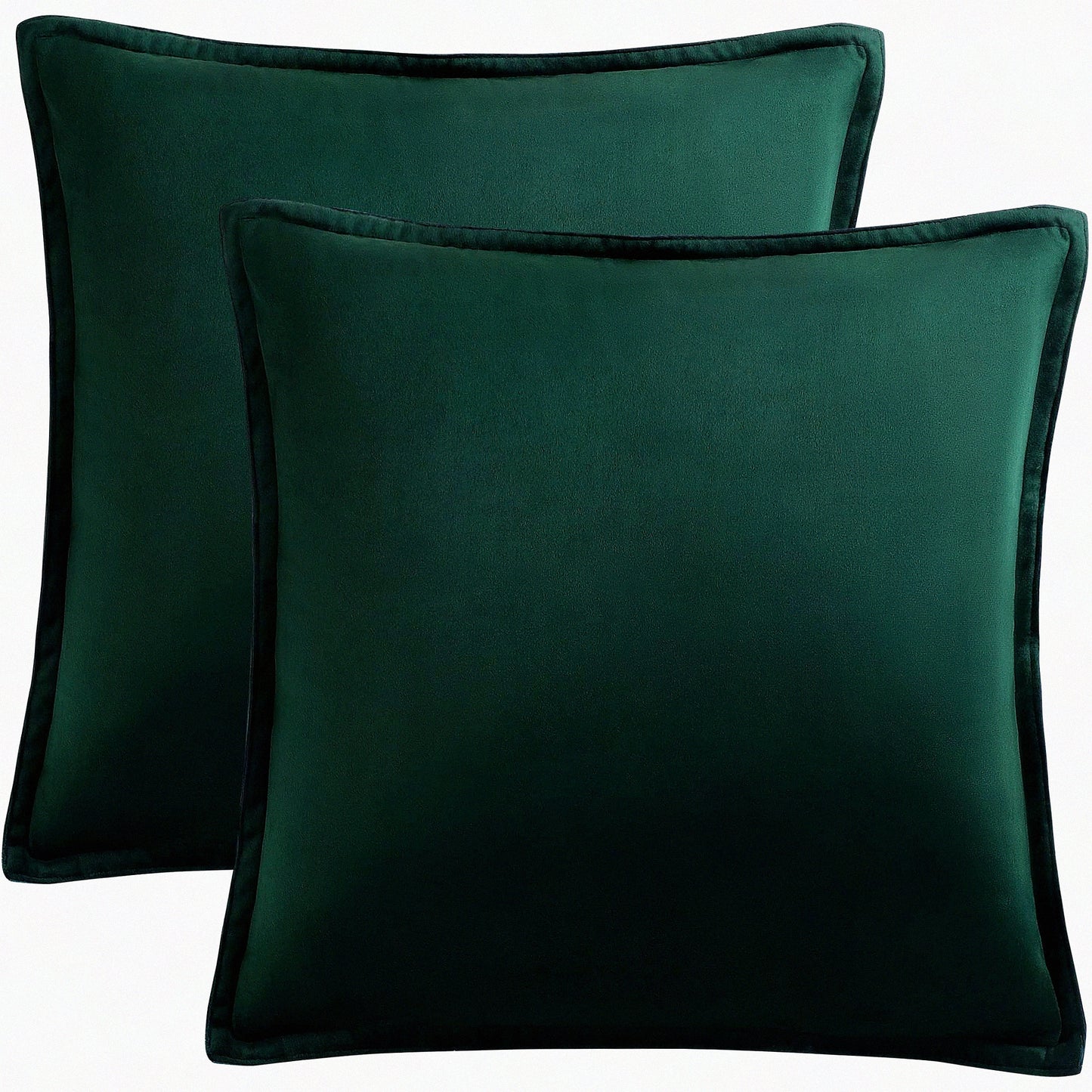 Luxury Velvet Cushion Covers Set - 2 Pack Soft Square Throw Pillow Cases for Sofa Couch Bedroom - 18x18 Dark Green - Decorative Home Decor