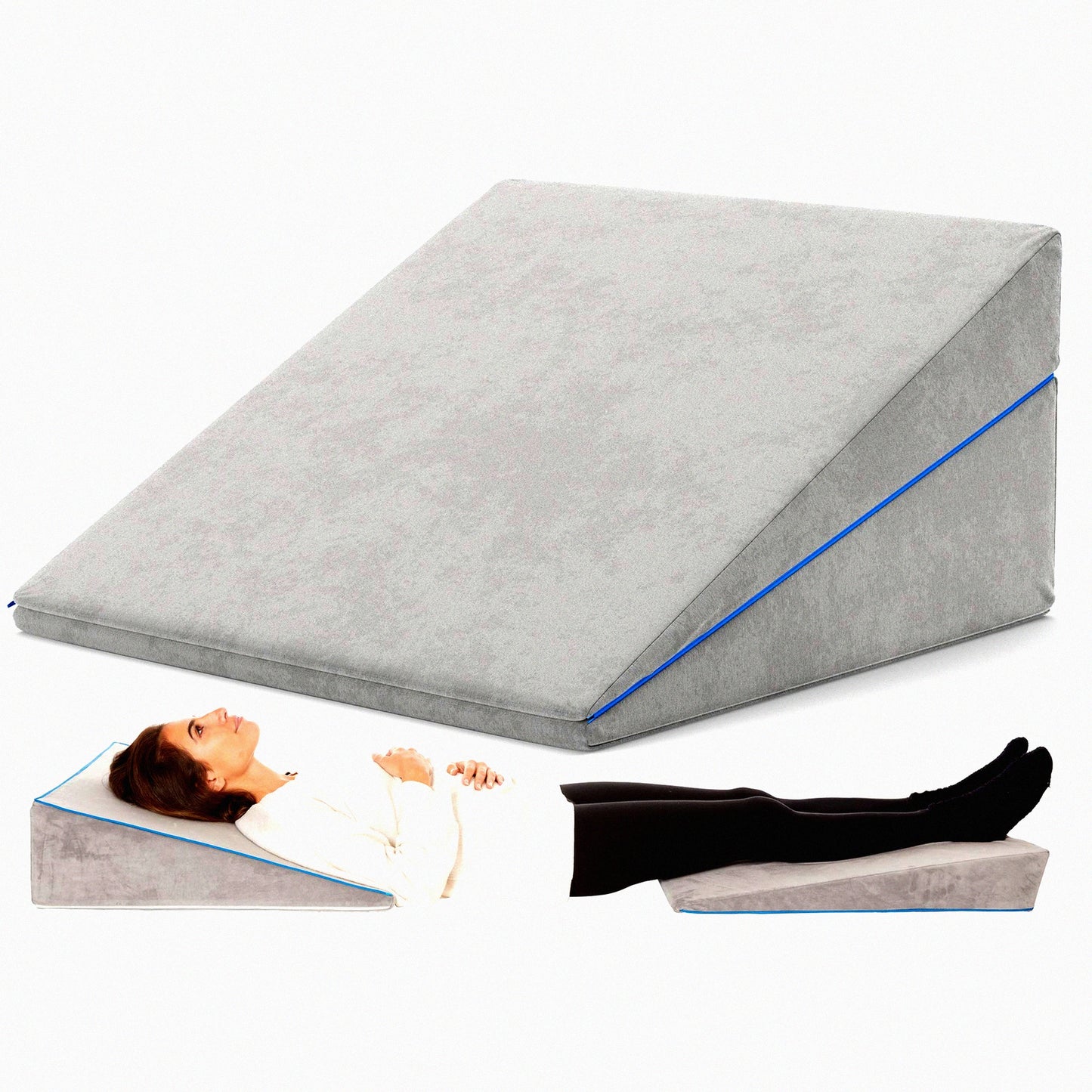 SleepEase Adjustable Memory Foam Wedge Pillow - 3-in-1 Support for Acid Reflux & Anti Snore - 4.5, 7.5, 12 Inches - Combination Zipper Technology - Machine Washable