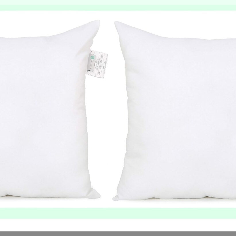 Hypoallergenic Square Soft Throw Pillow Inserts - Decorative Cushion Stuffer - 2 Pack White - Alternative Sham Filler