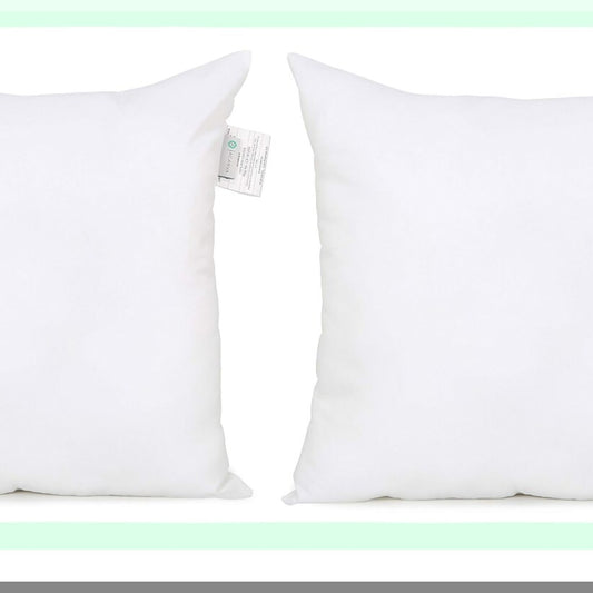 Hypoallergenic Square Soft Throw Pillow Inserts - Decorative Cushion Stuffer - 2 Pack White - Alternative Sham Filler