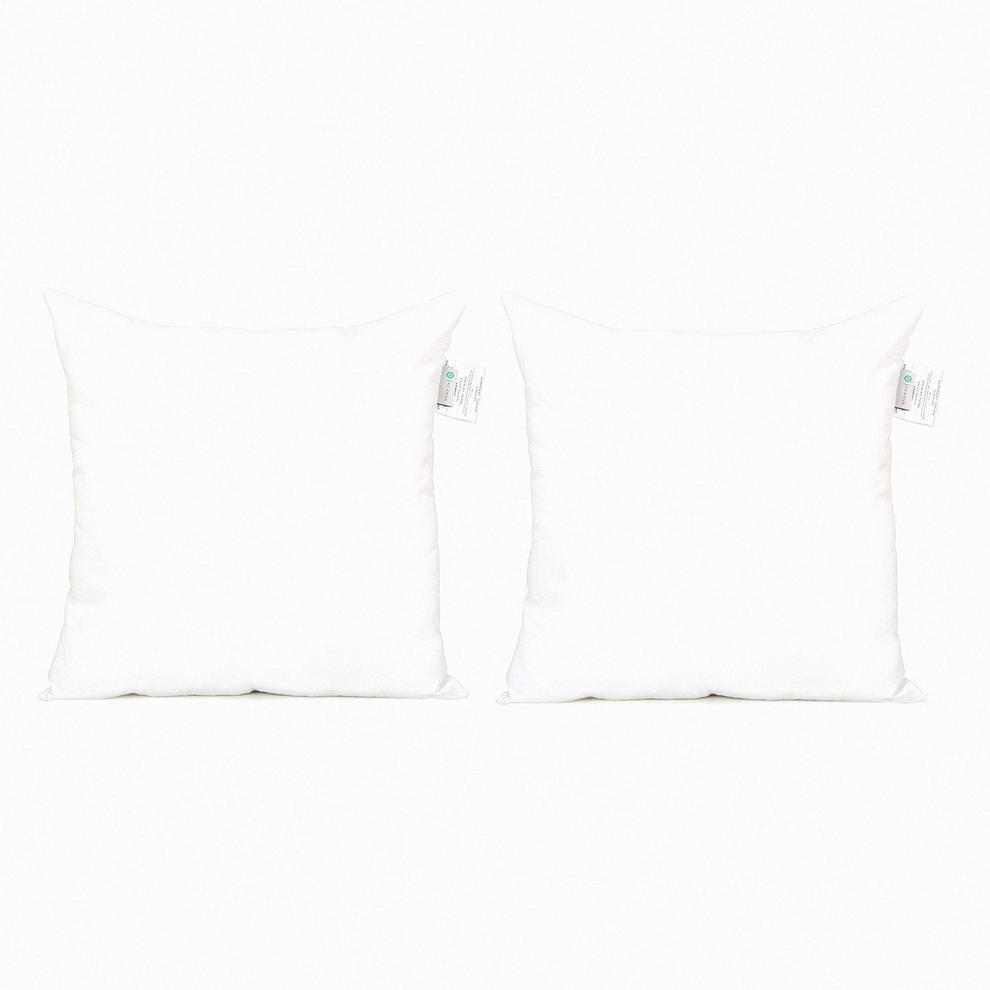 Hypoallergenic Square Soft Throw Pillow Inserts - Decorative Cushion Stuffer - 2 Pack White - Alternative Sham Filler
